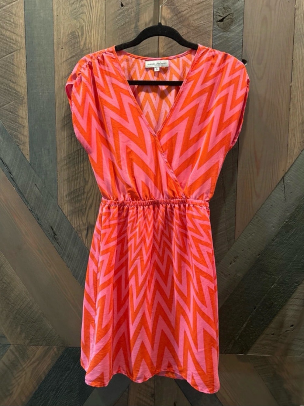 Amanda Uprichard Pink & Orange Chevron Wrap Dress